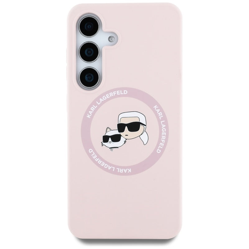 Karl Lagerfeld Silicone Double Heads And Circle MagSafe – dėklas Samsung Galaxy S25+ (rožinis)