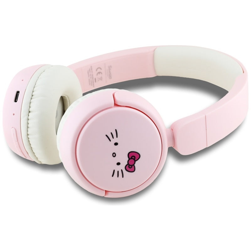 „Hello Kitty“ veido logotipas – belaidės „Over-Ear“ „Bluetooth V5.3“ ausinės (rožinės)