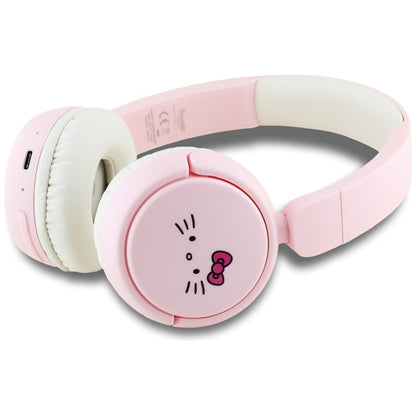 „Hello Kitty“ veido logotipas – belaidės „Over-Ear“ „Bluetooth V5.3“ ausinės (rožinės)
