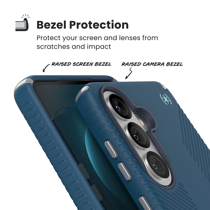 Speck Presidio2 Grip Magnet - Samsung Galaxy S26+ MagSafe dėklas (Deep Sea/Silver Metallic/Spell Blue)