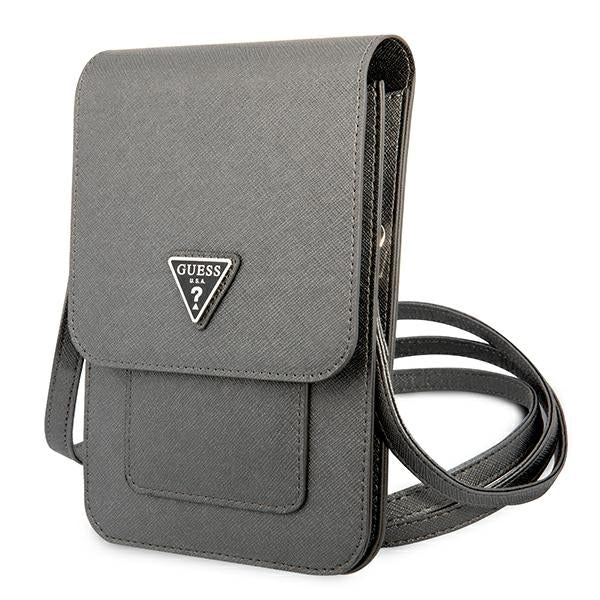 Guess piniginė Saffiano Triangle Logo Phone Bag (pilka)