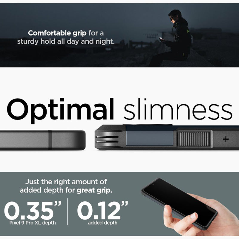 Spigen Tough Armor – dėklas, skirtas „Google Pixel 9 Pro XL“ (Metalo pilkumo)