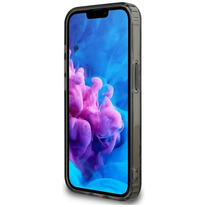 Guess IML Flowers MagSafe – dėklas skirtas iPhone 16e (juodas)