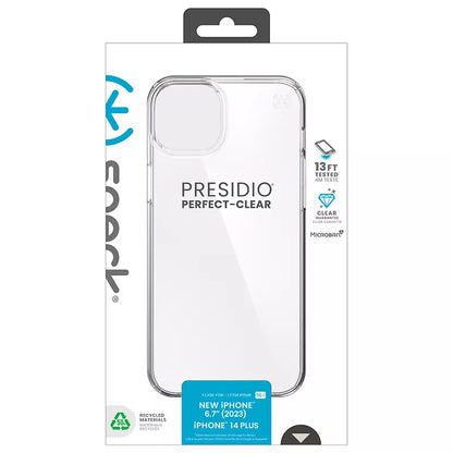 Speck Presidio Perfect-Clear – „iPhone 15 Plus“ / „iPhone 14 Plus“ dėklas (skaidrus)