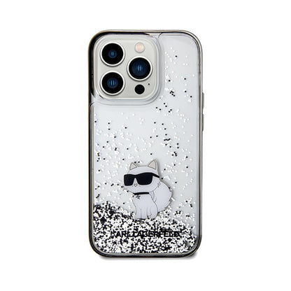 Karl Lagerfeld Liquid Glitter Choupette – dėklas, skirtas iPhone 14 Pro (skaidrus)