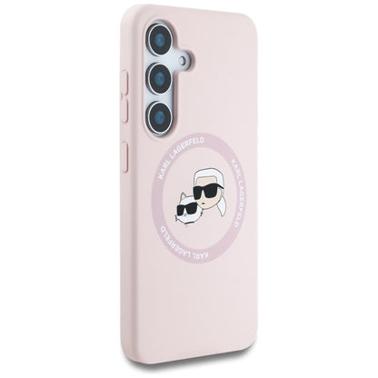 Karl Lagerfeld Silicone Double Heads And Circle MagSafe – dėklas Samsung Galaxy S25+ (rožinis)