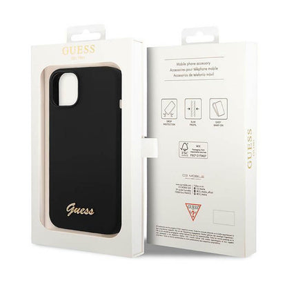 Guess Silicone Vintage - dėklas iPhone 14 Plus (juodas)