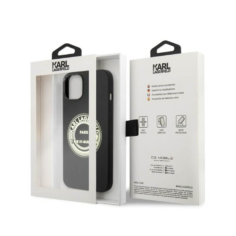 Karl Lagerfeld Silicone RSG – dėklas, skirtas iPhone 14 Plus (juodas)