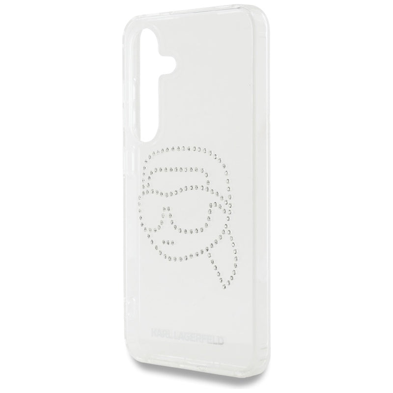 Karl Lagerfeld Rhinestones Karl Head Logo – Dėklas, skirtas Samsung Galaxy S25 (skaidrus)