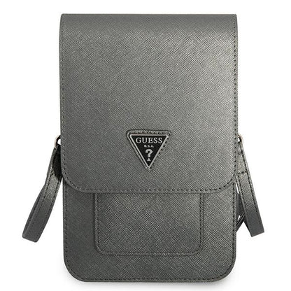 Guess piniginė Saffiano Triangle Logo Phone Bag (pilka)