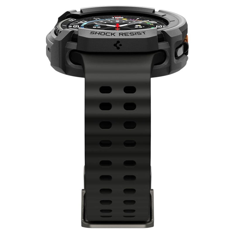 Spigen Rugged Armor – Dėklas, skirtas Samsung Galaxy Watch 8 Classic 46 mm (Matinis juodas)