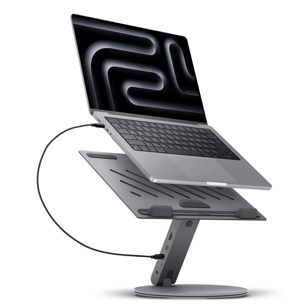 Spigen LD204H nešiojamo kompiuterio stovas su 6-in-1 šakote (Kosminė pilka)