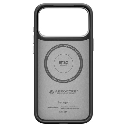 Spigen Enzo Aramid T Mag MagSafe - Dėklas iPhone 17 Pro (Juoda/Sidabrinė)