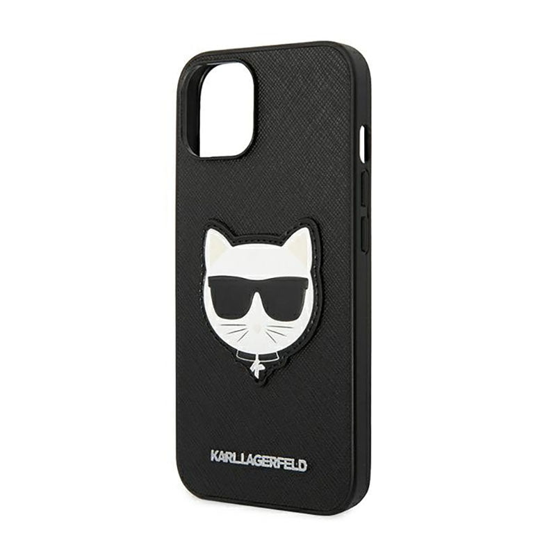 Karl Lagerfeld Saffiano Choupette Head Patch dėklas – dėklas, skirtas iPhone 14 Plus (juodas)