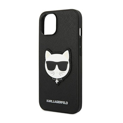 Karl Lagerfeld Saffiano Choupette Head Patch dėklas – dėklas, skirtas iPhone 14 Plus (juodas)