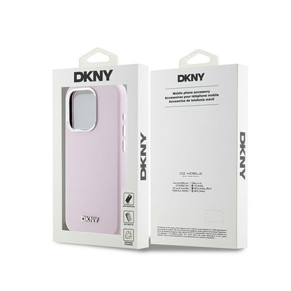 DKNY skystas silikonas mažas metalo logotipas MagSafe – dėklas, skirtas „iPhone 15 Pro“ (rožinis)