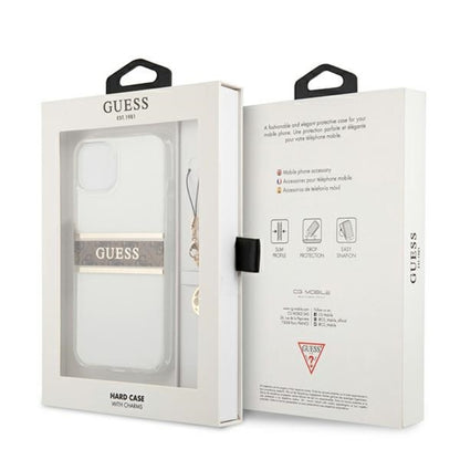 Guess 4G Stripe Rudas pakabukas – dėklas, skirtas iPhone 13 mini (Skaidrus)