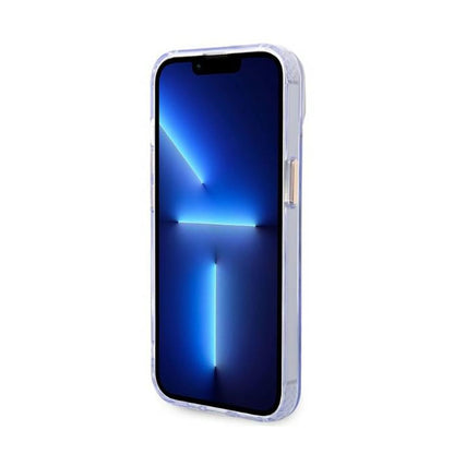 Guess Gold Outline permatomas MagSafe - „iPhone 14“ dėklas (violetinė)