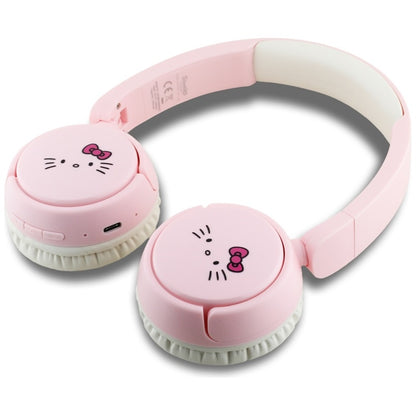 „Hello Kitty“ veido logotipas – belaidės „Over-Ear“ „Bluetooth V5.3“ ausinės (rožinės)