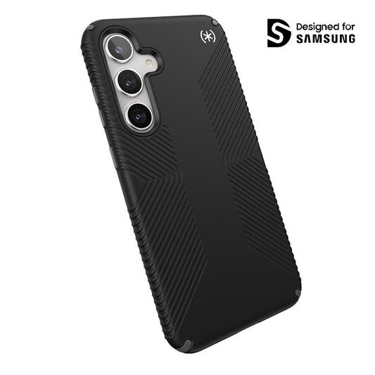 Speck Presidio2 Grip – Dėklas, skirtas Samsung Galaxy S24+ (Juoda/Skalūno pilka/Balta)