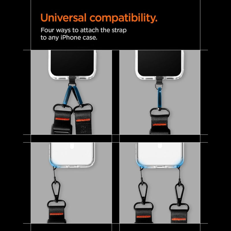 Spigen DA30M Dirželis Per Petį Crossbody – Universalus telefono dirželis / raištis (juodas)