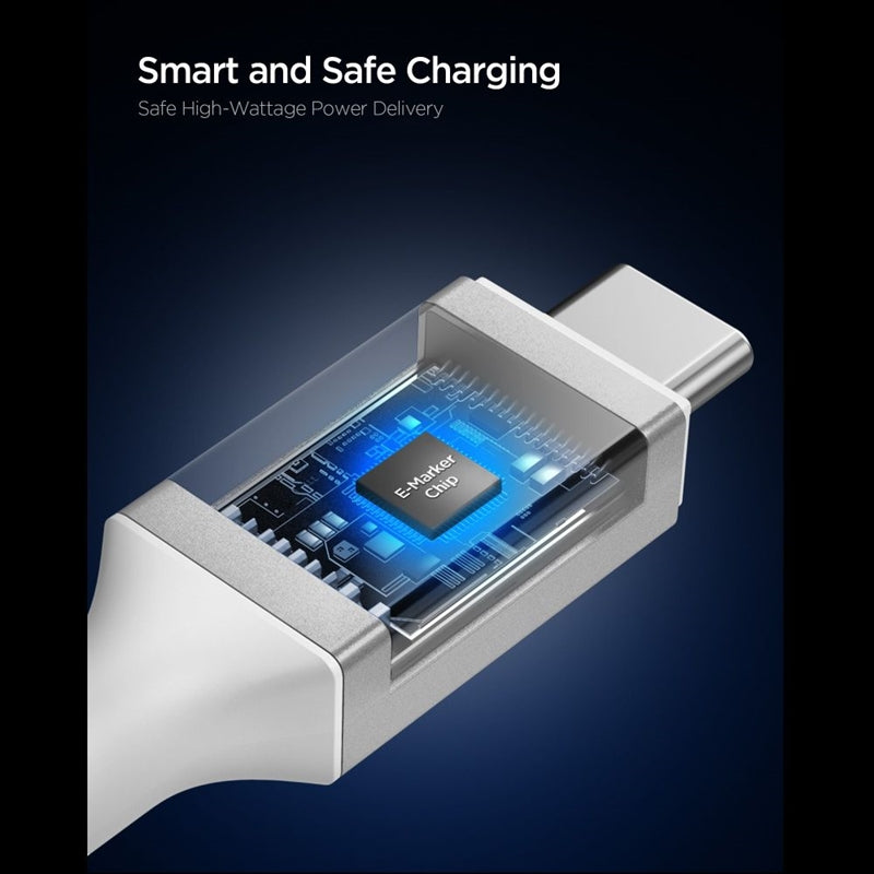 Spigen EB24012CC Essential - USB-C į USB-C PD Kabelis 240W 1.2m (Baltas)