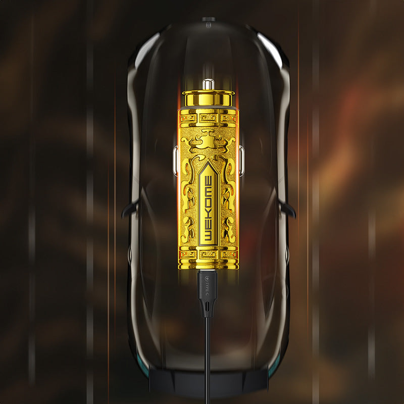 WEKOME WP-C37 Sakin serija – USB-C ir USB-A greitasis įkrovimas PD 20W automobilinis įkroviklis (auksinis)