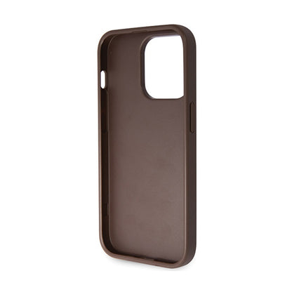 Guess Rankinė 4G Metal Logo - iPhone 15 Pro dėklas (ruda)