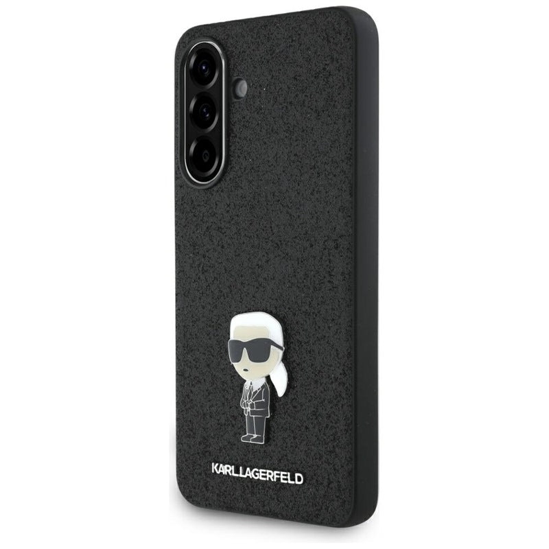 Karl Lagerfeld Fixed Glitter Ikonik Logo Metal Pin – dėklas Samsung Galaxy A36 5G (juodas)