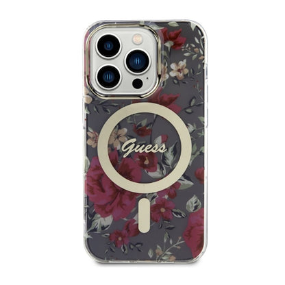 Guess Flower MagSafe - dėklas iPhone 14 Pro (žalias)