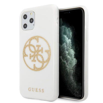 Guess Circle Glitter 4G – dėklas, skirtas iPhone 11 Pro Max (baltas)