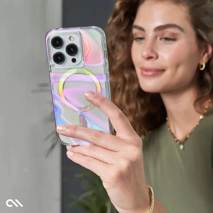 Case-Mate Soap Bubble MagSafe – dėklas, skirtas „iPhone 15 Pro Max“ (vaivorykštinis)