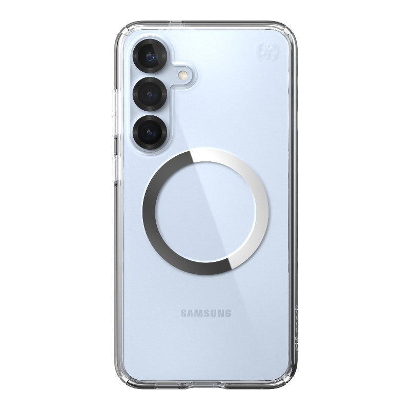 Speck Presidio Perfect-Clear Magnet - Samsung Galaxy S25+ / S24+ MagSafe dėklas (Skaidrus / Chromo apdaila / Serene Silver)