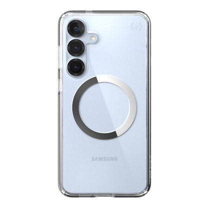 Speck Presidio Perfect-Clear Magnet - Samsung Galaxy S25+ / S24+ MagSafe dėklas (Skaidrus / Chromo apdaila / Serene Silver)