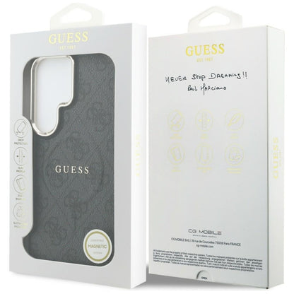 Guess 4G Reljefinis Žiedas MagSafe - Dėklas Samsung Galaxy S26 Ultra (Juodas)