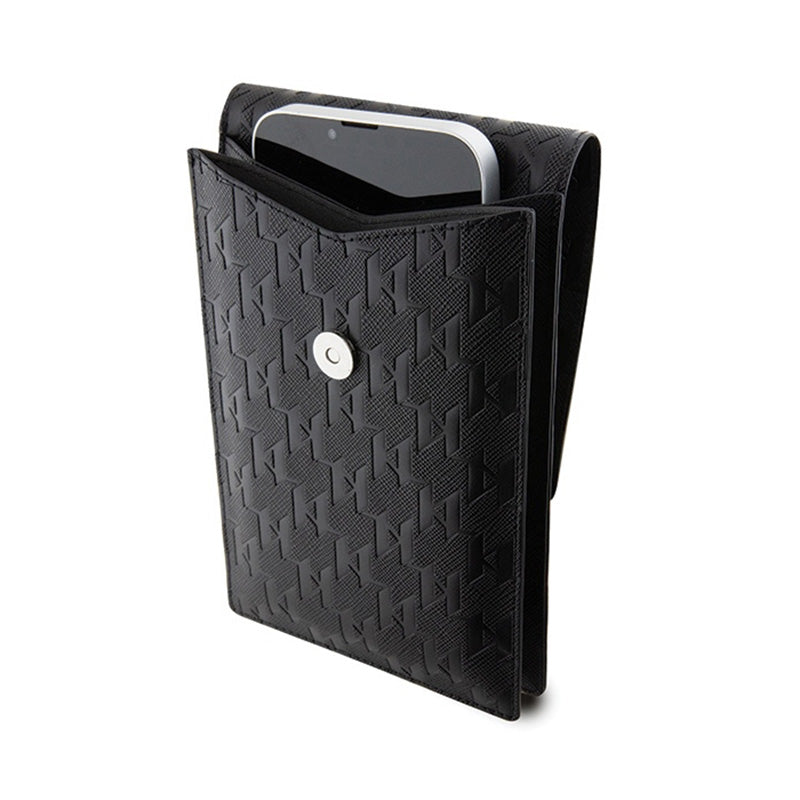 Karl Lagerfeld Saffiano Monogram Ikonik - Rankinė per petį telefonui (juoda)