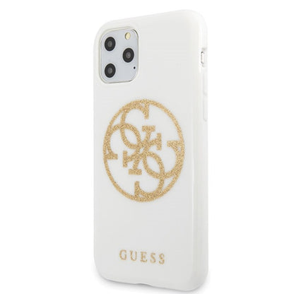 Guess Circle Glitter 4G – dėklas, skirtas iPhone 11 Pro Max (baltas)