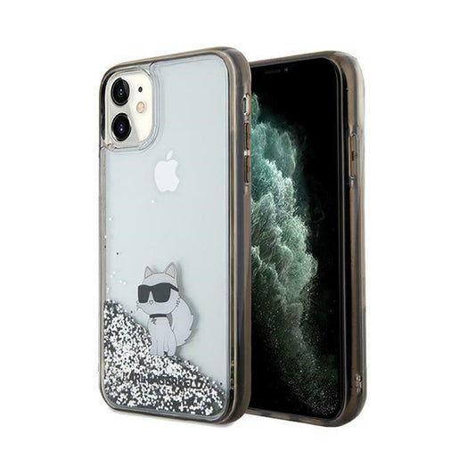 Karl Lagerfeld Liquid Glitter Choupette – iPhone 11 dėklas (skaidrus)