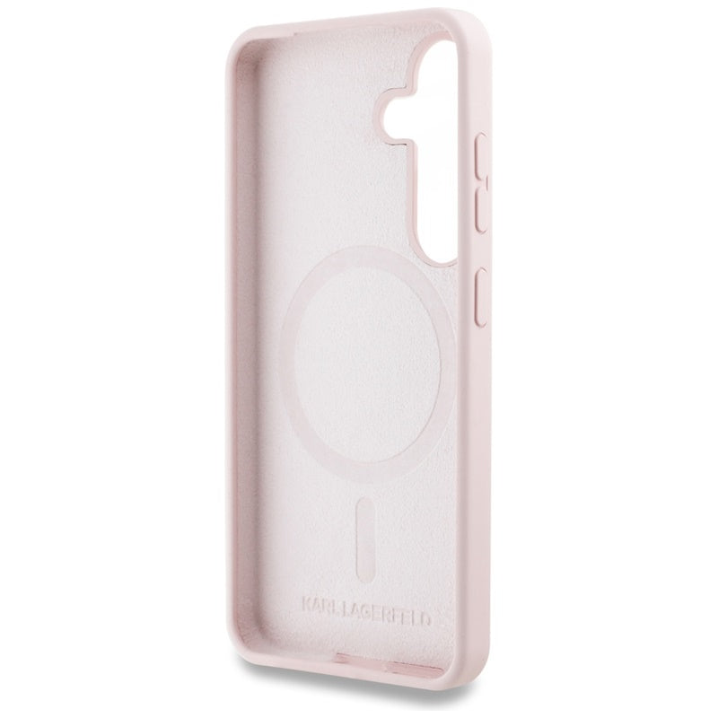 Karl Lagerfeld Silicone Double Heads And Circle MagSafe – dėklas Samsung Galaxy S25+ (rožinis)