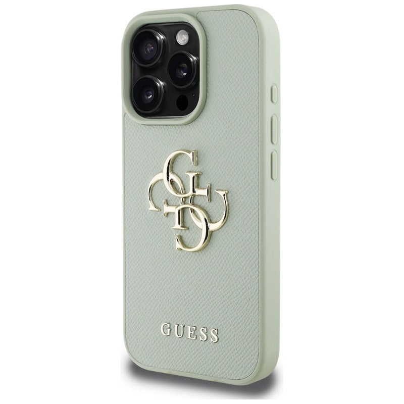 Guess Grained Big 4G Logo Small Classic Logo – dėklas iPhone 16 Pro Max (žalias)