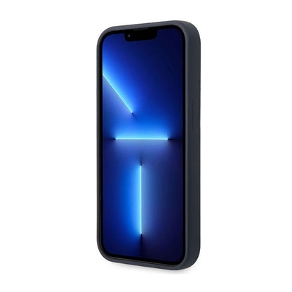 BMW skysto silikono dėklas su metaliniu logotipu MagSafe – dėklas iPhone 14 Pro Max (tamsiai mėlyna)