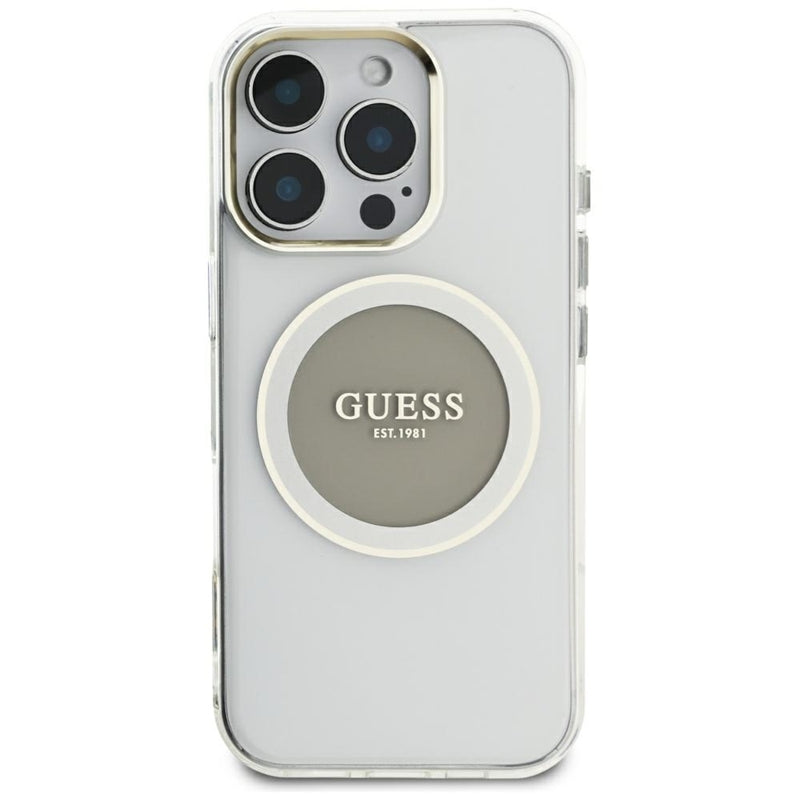 Guess IML Metal Colored Circle Classic Logo MagSafe – dėklas iPhone 16 Pro Max (pilkas)
