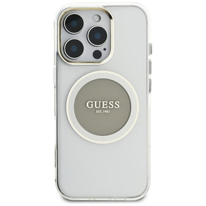 Guess IML Metal Colored Circle Classic Logo MagSafe – dėklas iPhone 16 Pro Max (pilkas)