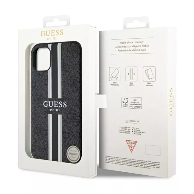 Guess 4G „Printed Stripes MagSafe“ – dėklas, skirtas „iPhone 11“ (juodas)