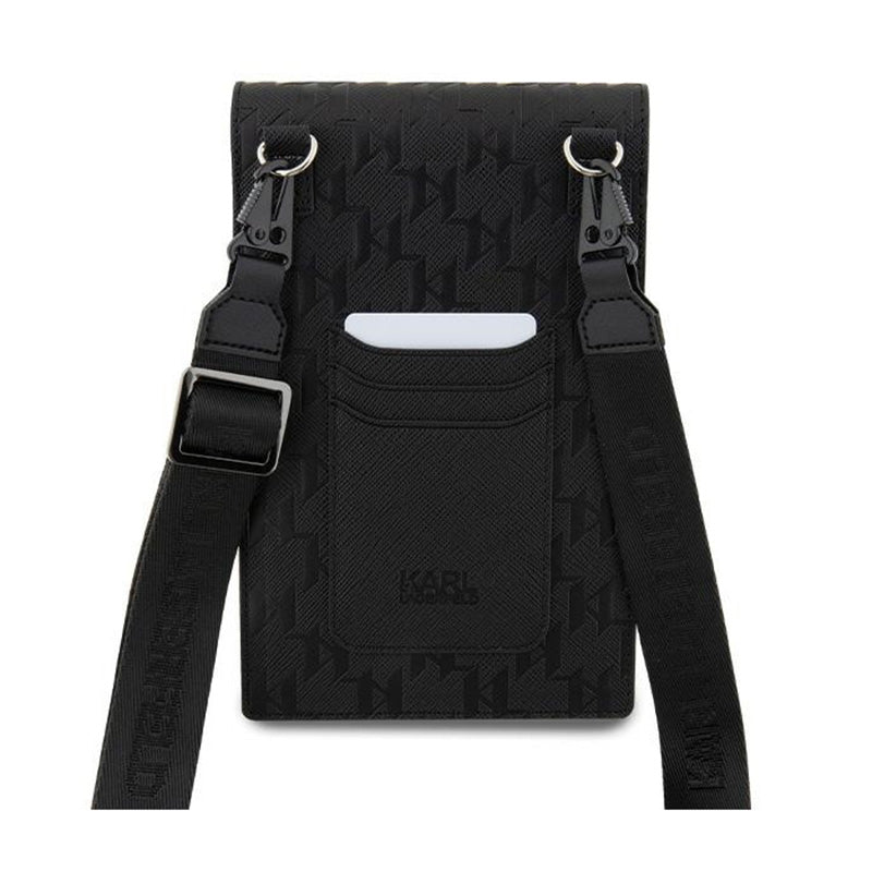 Karl Lagerfeld Saffiano Monogram Ikonik - Rankinė per petį telefonui (juoda)