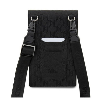 Karl Lagerfeld Saffiano Monogram Ikonik - Rankinė per petį telefonui (juoda)