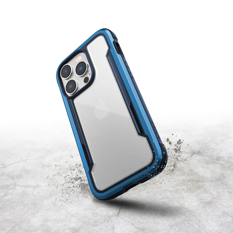 X-Doria Raptic Shield – aliuminio dėklas skirtas iPhone 14 Pro (atsparumas kritimui 3 m) (Marine Blue)