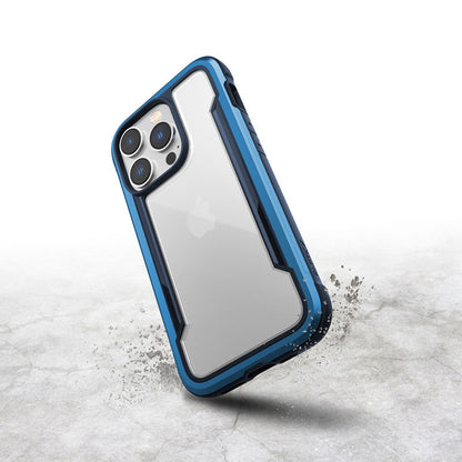 X-Doria Raptic Shield – aliuminio dėklas skirtas iPhone 14 Pro (atsparumas kritimui 3 m) (Marine Blue)