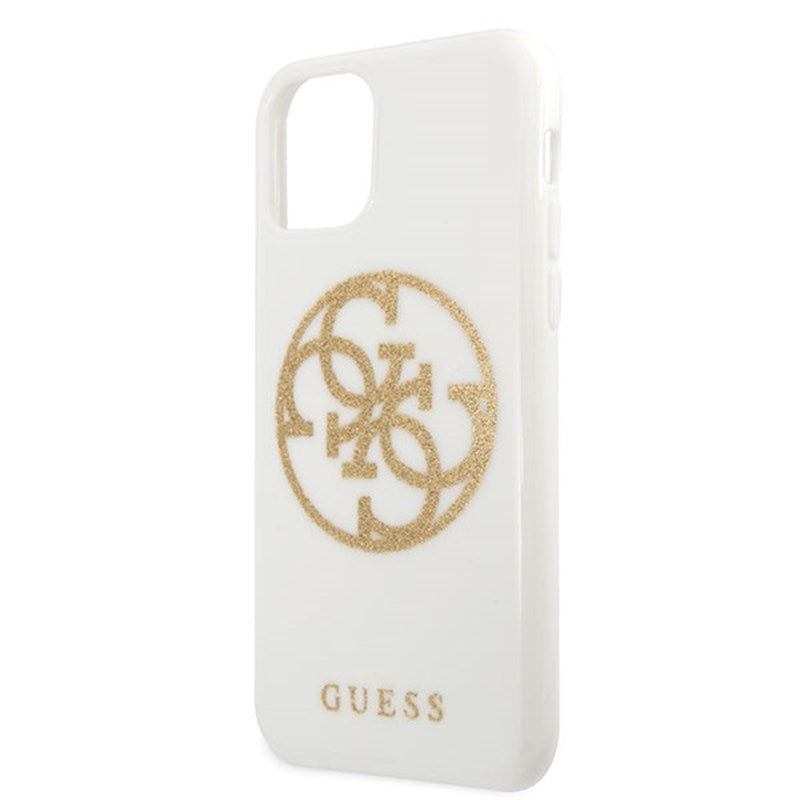 Guess Circle Glitter 4G – dėklas, skirtas iPhone 11 Pro Max (baltas)