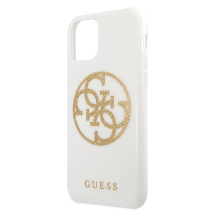 Guess Circle Glitter 4G – dėklas, skirtas iPhone 11 Pro Max (baltas)